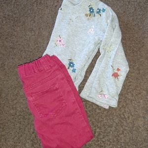 Old navy long sleeve girls shirt w/flowers,pants